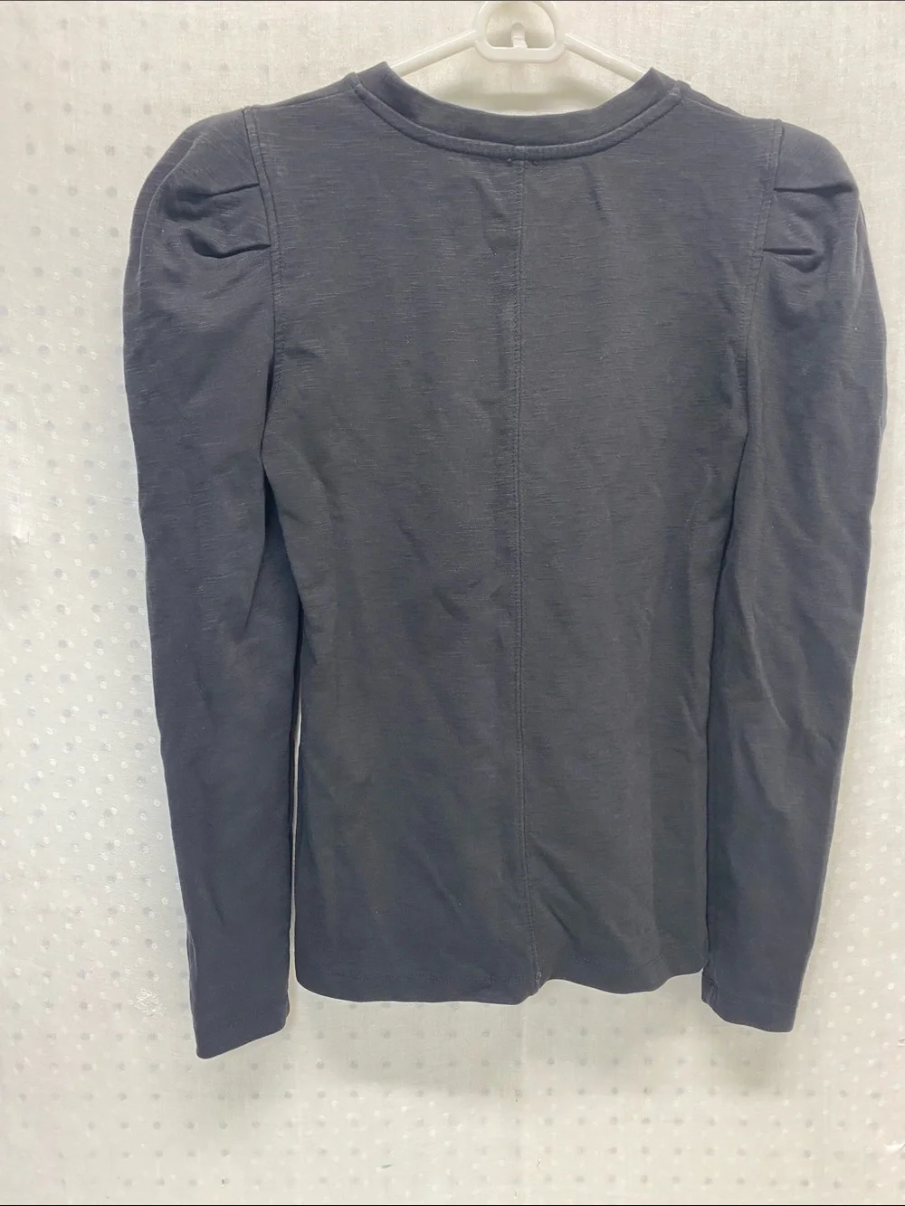 Free People Puff Long Sleeve Black Top Crewneck 100% Cotton Size XS